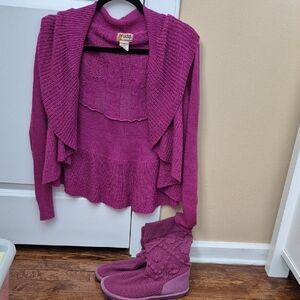 Women's Fuchsia Open Front Cardigan